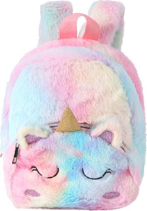 Bekijk leuke cadeautip : Unicorn Rugtas - Fluffy / Pluche Groen/Geel 